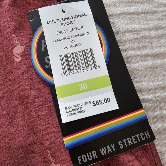 Mens Multi-Functional Beach Shorts Flamingo Chambray Size 30 NWTS - Picture 8 of 10